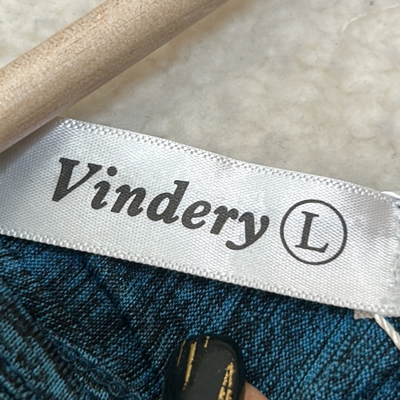 NWT Vindery Womens Blue Space-Dye Stretch Racerback Tank Top L LARGE - Picture 2 of 4